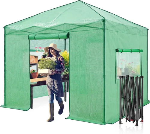 Vista 19 de EAGLE PEAK - Invernadero hexagonal desplegable de 6.6 x 6.6 pies, portátil, para plantas de jardín, para interiores y exteriores, para todo