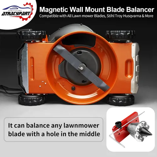 Vista 5 de ATRACYPART 42-047 Equilibrador magnético de cuchillas de montaje en pared, compatible con todas las cuchillas de cortacésped, Stihl Troy Husqvarna