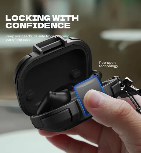 Vista 3 de Dexnor para Beats Powerbeats Pro 2 Estuche con Bloqueo a las Caídas, Funda Protectora de Parachoques Resistente a los Golpes con Mosquetón y Llavero