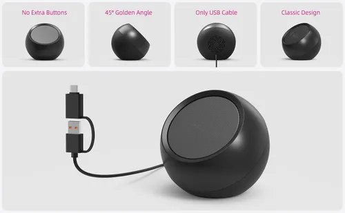 Vista 5 de [Individual] Altavoz de computadora para PC de escritorio, alimentado por USB, enchufar y usar, con cable, altavoz externo para computadora