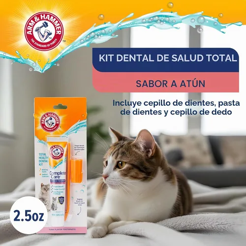 Vista 3 de Arm & Hammer Complete Care - Kit dental para perros, pasta de dientes enzimática para perros con sabor a atún, cepillo de dientes y cepillo de dedo
