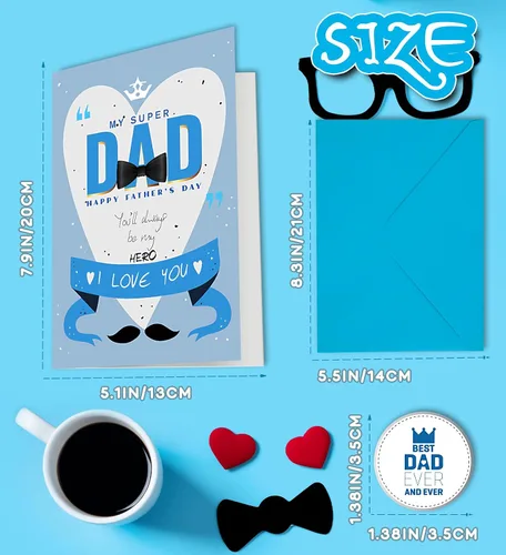 Vista 2 de Regalos para el día del padre, tarjeta del día del padre, regalos para papá para el día del padre de hija, hijo, niños, esposa, tarjetas del día