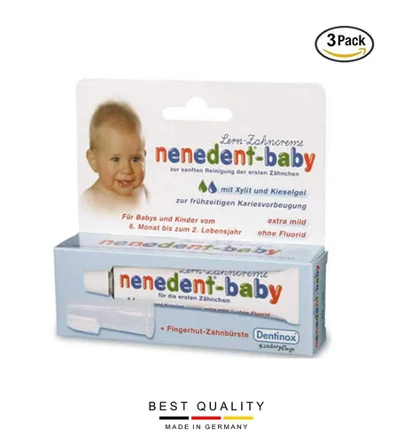 Vista 2 de nenedent - Pasta de dientes educativa para bebés con cepillo para dedos