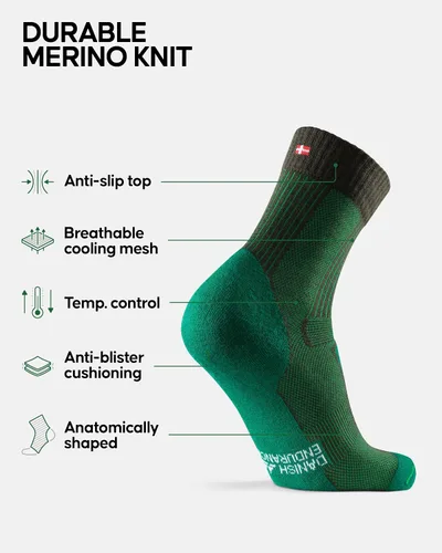 Vista 2 de DANISH ENDURANCE Hiking Socks, Lightweight, Merino Wool Socks for Men & Women, Moisture Wicking Crew Socks, 1 Pack
