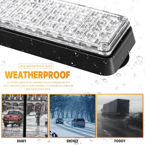 Vista 6 de 2 piezas de luces de emergencia estroboscópicas LED alimentadas por batería con base magnética recargable, portátil, para parabrisas, techo, mini