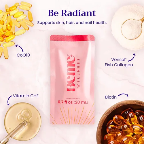 Vista 3 de BeMe BeRadiant Peach & BeZen Bundle - Suplementos líquidos de colágeno y glicinato de magnesio L-teanina