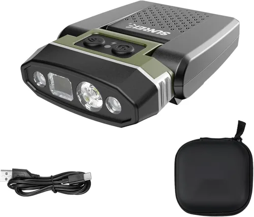 Vista 9 de SUNREI - Luz recargable con sensor de movimiento con clip en el sombrero con 150 lúmenes y 600 mAh, linterna giratoria para pesca, camping, correr
