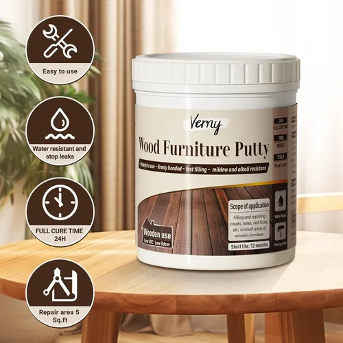 Vista 6 de Verny Relleno de madera, masilla de madera, para reparar arañazos de madera, resistente al agua, herramienta de transporte fácil de usar y de secado