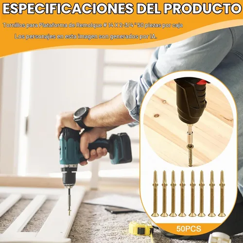 Vista 2 de Tornillos para cubierta de remolque #14x2-3/4, escariador Tek Torx/cabeza de estrella autoperforantes de madera a metal, tornillos autorroscantes