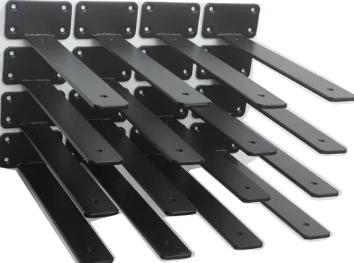 Vista 71 de Paquete de 2 - Soportes de estante en L ocultos negros de 4 pulgadas (1/5 pulgada de grosor) Soportes de estante flotante de hierro Soportes