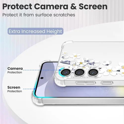 Vista 2 de DEFBSC Funda suave compatible con Samsung Galaxy S23 FE, diseño de estampado floral transparente, flexible de poliuretano termoplástico a prueba
