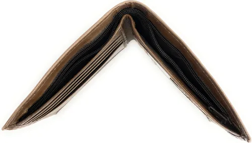 Vista 3 de Nueva piedra montaña para hombre monedero genuino TAN cuero RFID Passcase Bifold