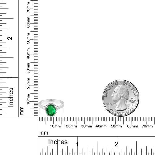 Vista 27 de Gem Stone King Anillo de compromiso ovalado de oro blanco de 10 quilates con piedra natal y halo de diamantes Ovalado de 0.354 x 0.276 in Anillo