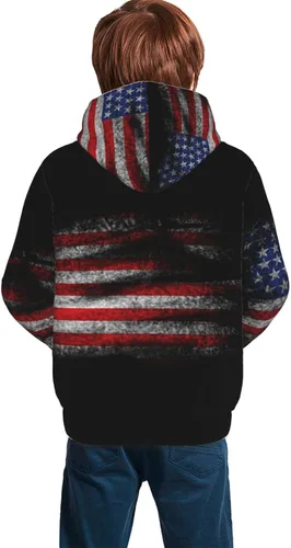 Vista 2 de AuHomea Sudadera de forro polar con capucha de mezcla de algodón, sudadera con capucha de felpa para adolescentes, niños y niñas