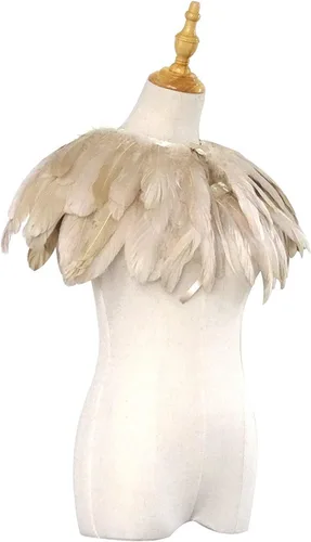Vista 5 de L'VOW Estola de capa de plumas de moda negro blanco beige chal iridiscente