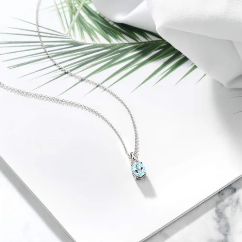 Vista 95 de Gem Stone King Collar de plata de ley 925 con piedra natal ovalada de 0.354 x 0.276 in Collar con colgante solitario para mujer Con cadena