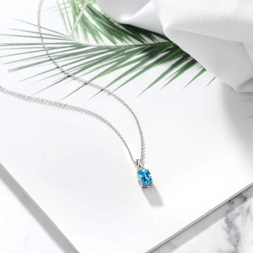 Vista 107 de Gem Stone King Collar de plata de ley 925 con piedra natal ovalada de 0.354 x 0.276 in Collar con colgante solitario para mujer Con cadena