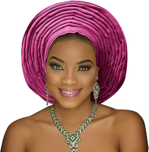Vista 6 de Turbante africano africano ASO Oke headtie ASO Oke Nigerian Headtie ASO EBI auto gele Mujeres turbante hermoso turbante para boda fiesta nigeriano