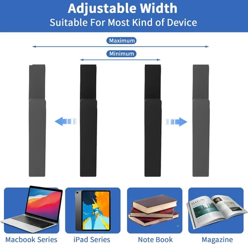 Vista 5 de LUKETURE Soporte lateral ajustable para laptop, soporte para portátil sin taladro, almacenamiento debajo del escritorio, soportes para portátiles