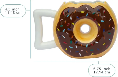 Vista 3 de Taza para café Comfify con bonito y divertido diseño de Dona, viene con frase en inglés «Mmmmm... Donuts», apta para microondas y lavavajillas