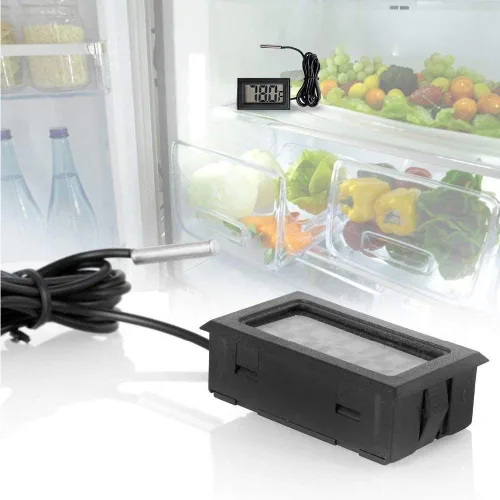 Vista 3 de Termómetro digital LCD de 4 piezas, temperatura Fahrenheit, termómetro digital LCD para nevera, cable de 3.3 ft con sonda para nevera, congelador