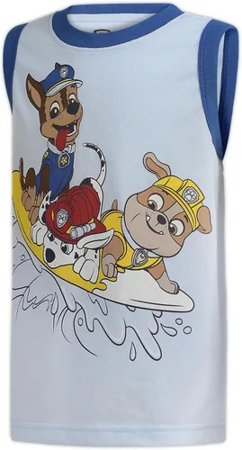 Vista 9 de Paw Patrol Nickelodeon Marshall, Rubble and Chase, paquete de 2 camisetas sin mangas para niños pequeños y pequeños, gris/blanco