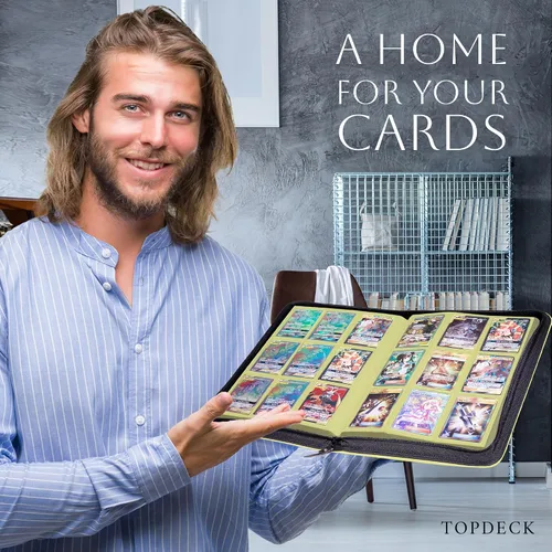 Vista 8 de TopDeck TopLoader Carpeta Contiene más de 200 estuches duros tipo Toploader Álbum de 9 bolsillos para tarjetas de colección Carpeta de Amarillo