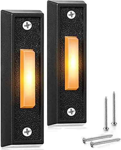 Vista 9 de Saillong - Botón de timbre iluminado, color negro, luz cálida Rango de voltaje de 8 V-24 V, timbre iluminado con cable, reemplazo de botón