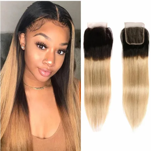 Vista 12 de Cabello humano virgen brasileño degradado 30 con cierre de encaje 4x4, 100% cabello virgen humano sin procesar, línea capilar prearrancada, cierre