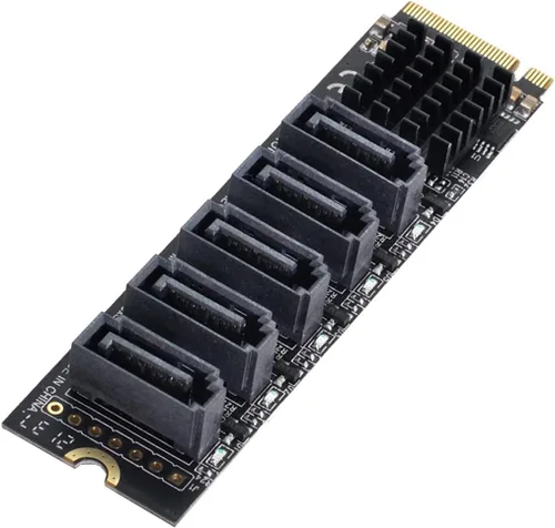 Vista 10 de NGFF clave A+E PCI Express a SATA 3.0 6Gbps adaptador de doble puerto convertidor tarjeta de extensión de disco duro JMB582 2230