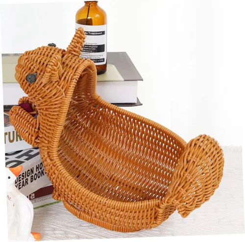 Vista 5 de Cesta de frutas y pan de ardilla para cocina, almacenamiento portátil de cesta de frutas