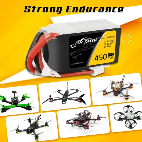 Vista 4 de TATTU Batería LiPo de 11.1V 3S 450mAh 75C con enchufe XT30 (2 piezas)
