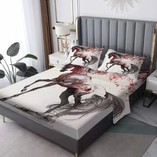 Vista 25 de Juego de sábanas de tamaño individual, sábanas de oso – Sábanas y fundas de almohada de microfibra de 3 piezas, juego de sábanas con patrones de Aa