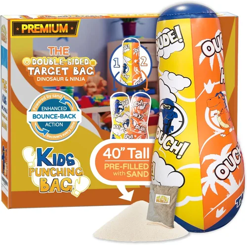 Vista 18 de INFLATABLE DUDES Kids Punching Bag- Bop Bag Sand-Base Pre-filled with Sand, Bop Bag, Inflatable Toy, Punching Bag for Kids, Enhanced Bounce-Back