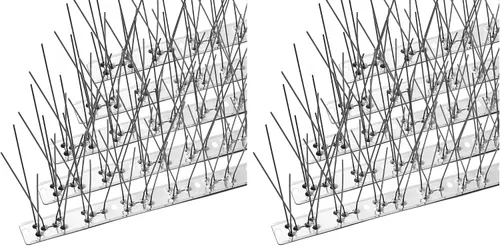 Vista 13 de OFFO - Púas para pájaros con base de acero inoxidable, Púas resistentes para aves en forma de flecha, kit de púas para palomas para mantener