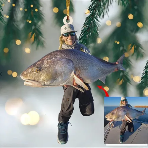 Vista 7 de Adorno de Árbol de Navidad Personalizado, Adorno de Forma Plana con Foto Personalizada, Adornos Acrílicos Planos 2D, Adornos Acrílicos con Foto