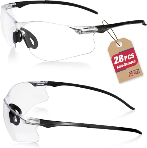 Vista 8 de Paquete de 3 lentes de seguridad tintados ámbar: lente de policarbonato antiarañazos con certificación ANSI Z87.1, protección UV para construcción