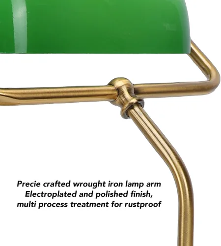Vista 7 de MAVIS LAVEN Vintage Desk Lamp, Emerald Green Glass Bankers Lamp with 350 Rotatable Lampshade and Touch Sensitive Dimming, for Home Office Living