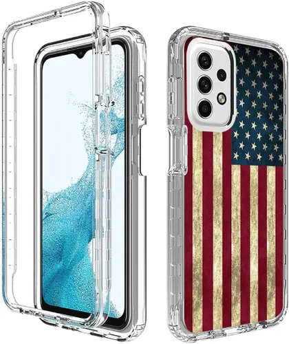 Vista 6 de Funda para Samsung Galaxy A23 SM-A235M con protector de pantalla de vidrio templado, cuerpo completo, diseño floral, a prueba de golpes, funda