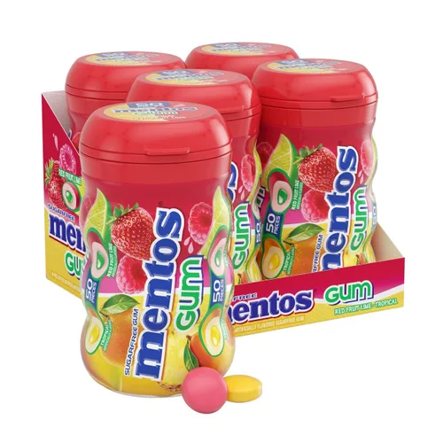 Vista 9 de MENTOS Sugar Free Gum with Xylitol, Spearmint, 50 Piece Bottle (4 Pack)