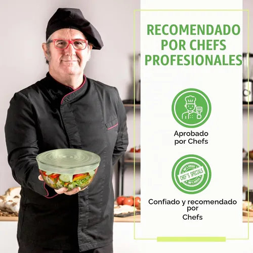 Vista 7 de Tapas elásticas de silicona reutilizables para almacenamiento de alimentos en refrigerador - cubiertas elásticas resistentes al calor para cuencos