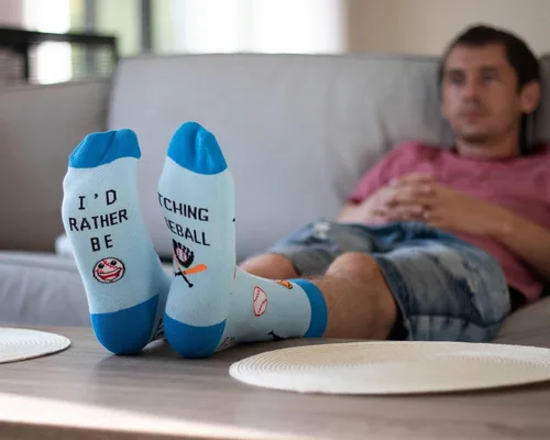 Vista 6 de IRISGOD Calcetines de vestir divertidos con texto en inglés I'd Rather Be Funny para hombres y mujeres