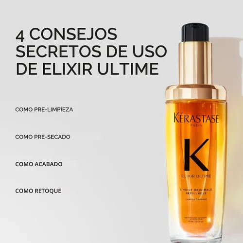 Vista 7 de KERASTASE Aceite para el cabello recargable Elixir Ultime Suero de aceite hidratante para suavizar el encrespamiento y añadir brillo Con Camelia