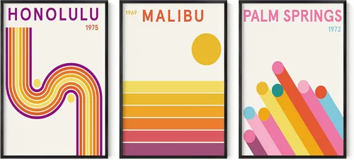 Vista 70 de HAUS AND HUES - Arte de póster Bauhaus - Juego de 3 arte de pared abstracto moderno, pósteres vintage e impresiones, arte de pared azul y amarillo