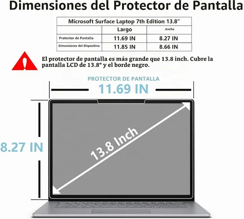 Vista 5 de Protector de pantalla Megoo ArmorShield para Surface Laptop 13.8" 8/7