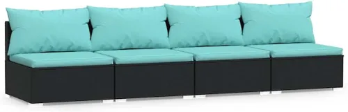 Vista 19 de Patio 3 Seater Sofa with Cushions Brown Poly Rattan Brown and Green