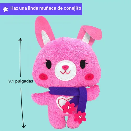 Vista 2 de KRAFUN Kit de costura de conejo para niños de 8 a 12 años, sin tijeras, sin Conejito