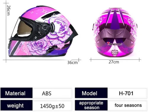 Vista 4 de Full Face Motorcycle Helmet DOT Approved Motorbike Moped Street Bike Racing Crash Helmet, Men and Women