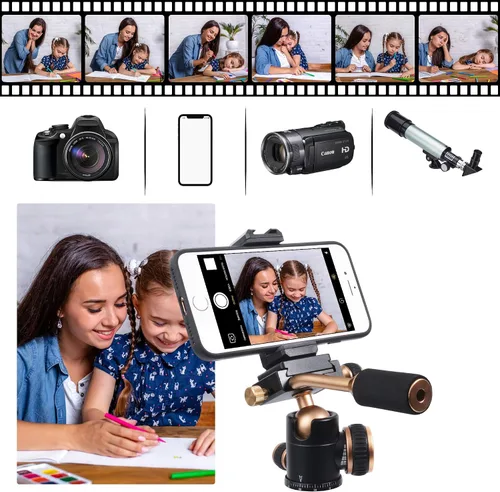 Vista 6 de Cabezal de trípode, cabezal de bola universal de inclinación flexible con placa de liberación rápida, tornillo de 1/4 para cámara DSLR, videocámara