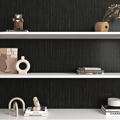 Vista 6 de Livelynine Papel tapiz texturizado negro y dorado para despegar y pegar, papel adhesivo negro y dorado para gabinetes, encimeras, escritorio
